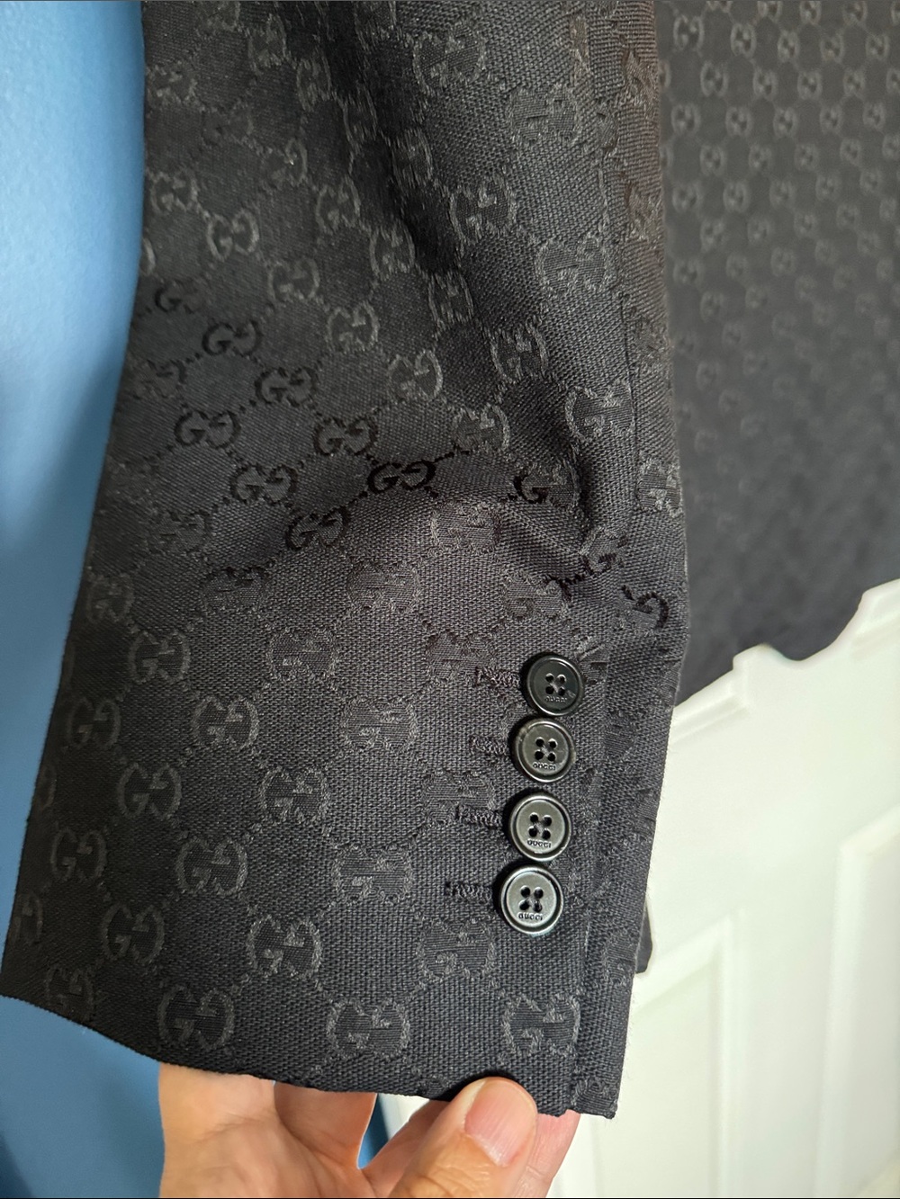 Gucci Black Tonal Monogram Men's Blazer - Picture 11 of 14